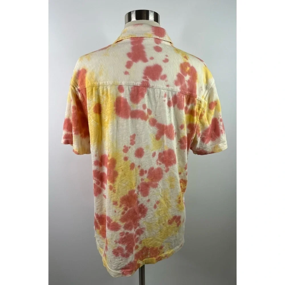 J. Crew Mens Tie Dye Good Loops Collared Short Sleeve T-Shirt